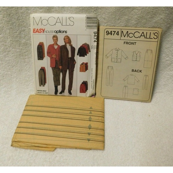 Jacket Vest Pants Skirt McCALLS 9474 Career Work Sewing Pattern Size 12-16 - Picture 4 of 6